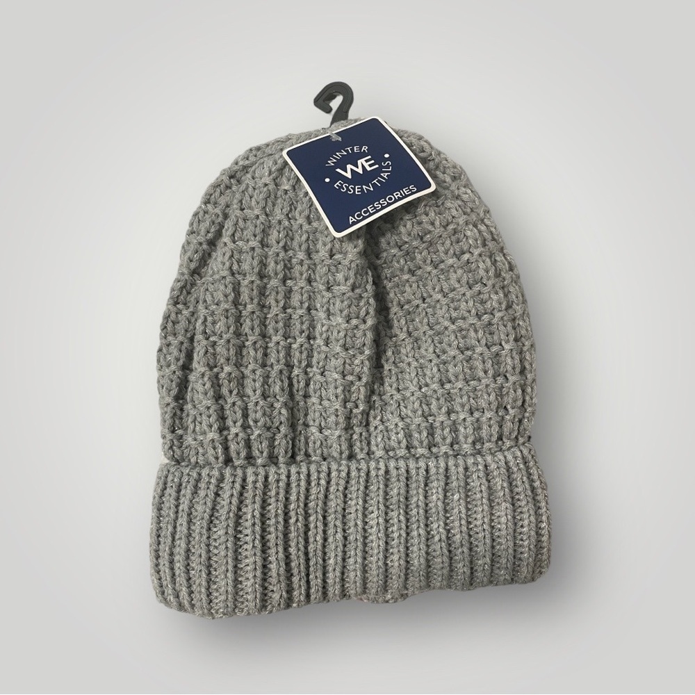 Winter Essentials Gray Shinny Knit Beanie